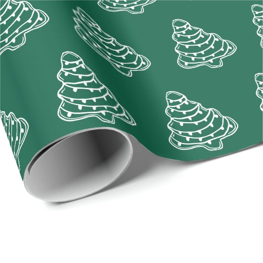 Bezauberndes Grün & Weiß Weihnachtsbaumkost Geschenkpapier (Rolleneckpunkt)