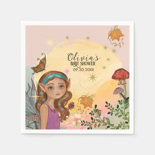 Bezauberndes Herbstwald Fairy Baby Serviette (Vorderseite)