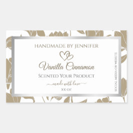 Bezauberndes Herz-Beige und weißes Blumenerzeugnis Rechteckiger Aufkleber