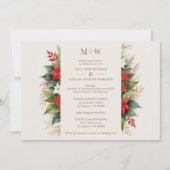 Bezauberndes Holly & Christmas Poinsettias Foto Einladung (Vorderseite)