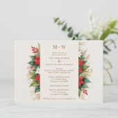 Bezauberndes Holly & Christmas Poinsettias Foto Einladung (Stehend Vorderseite)