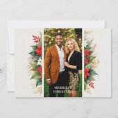 Bezauberndes Holly & Christmas Poinsettias Foto Einladung (Rückseite)