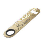 Bezauberndes Imitat-funkelnd Goldleopard-Monogramm Speedflaschenöffner (Vorderseite Schrägansicht)