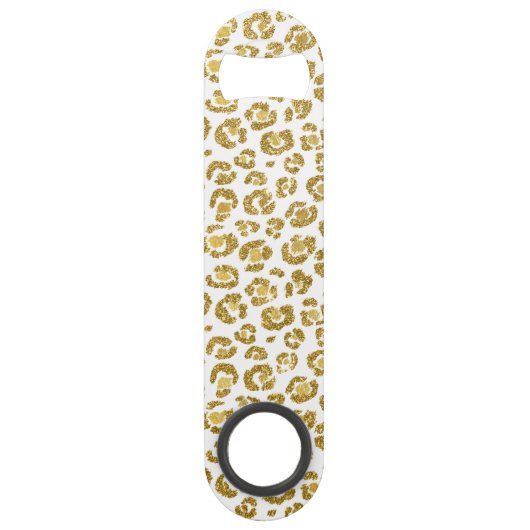 Bezauberndes Imitat-funkelnd Goldleopard-Monogramm Speedflaschenöffner (Rückseite)