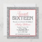 Bezauberndes Imitat-Glitzer-Silber-korallenroter Einladung (Vorderseite)