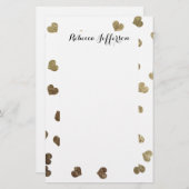 Bezauberndes Imitat-Goldherz-Muster Briefpapier (Vorne/Hinten)