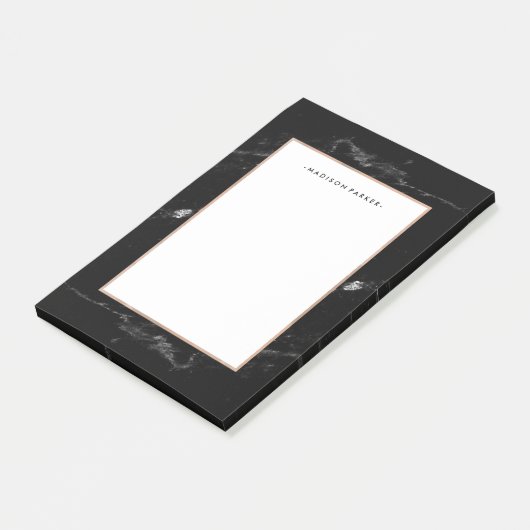 Bezauberndes Imitat-Rosen-Gold und schwarzer Post-it Klebezettel (angewinkelt)