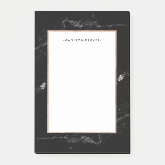 Bezauberndes Imitat-Rosen-Gold und schwarzer Post-it Klebezettel (Vorderseite)