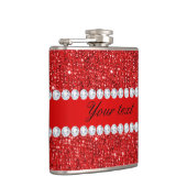 Bezauberndes Imitat-rote Sequins und Diamanten Flachmann (Rechts)