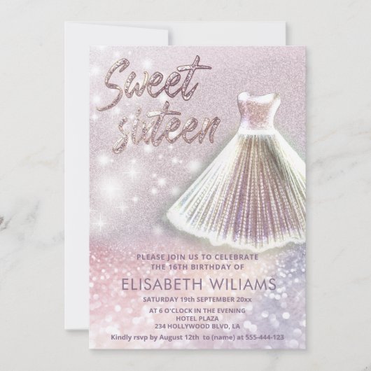 Bezauberndes Kleid glänzend glittery ombre i Einladung (Vorderseite)