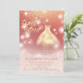 Bezauberndes Kleid Rose goldglänzend ombre Einladung (Stehend Vorderseite)