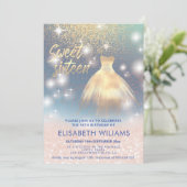 Bezauberndes Kleid Rose goldglänzend ombre Einladung (Stehend Vorderseite)