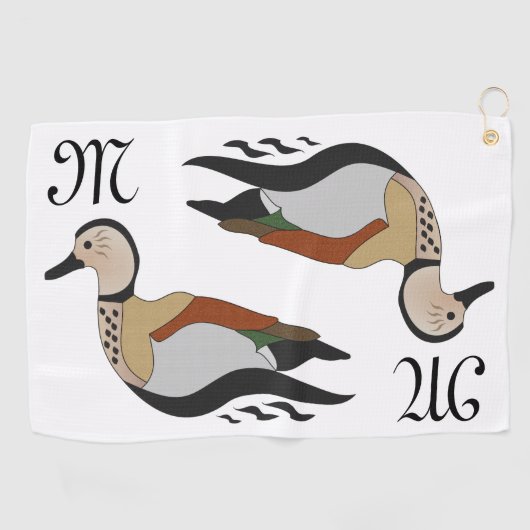 Bezauberndes, klingelndes Aquamarines Duckbad Golfhandtuch (Horizontal)