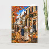 Bezauberndes koloniales Herbstdorf Frohes Hallowee Karte (Vorderseite)