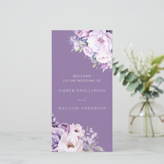 Bezauberndes Lavendel-Hochzeitsprogramm für Lila B (Stehend Vorderseite)