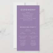 Bezauberndes Lavendel-Hochzeitsprogramm für Lila B (Rückseite)