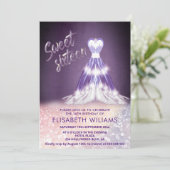 Bezauberndes lila Kleid, glänzend ombre Einladung (Stehend Vorderseite)