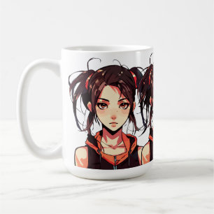 Bezauberndes Manga-Mädchen: Anime-Vektor-Illustrat Kaffeetasse