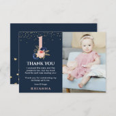 Bezauberndes Marinestützpunkt und rosa Blütenwelt Dankeskarte (Vorne/Hinten)