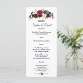 Bezauberndes Merlot Navy Blumenmenü Menükarte (Stehend Vorderseite)