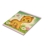 bezauberndes mit Augen Kätzchen Fliese (Seite)