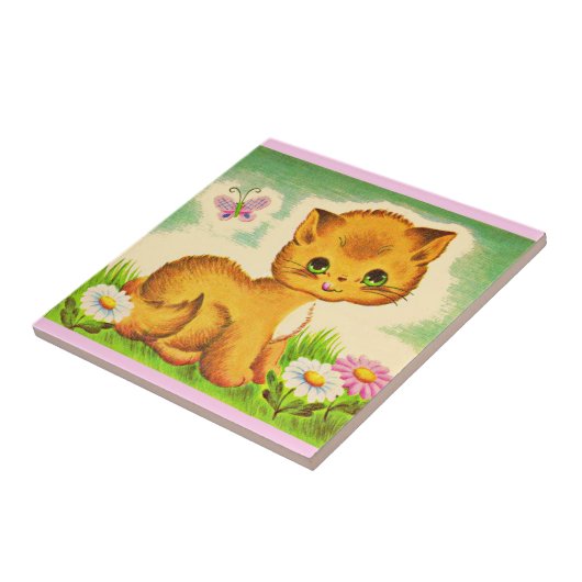 bezauberndes mit Augen Kätzchen Fliese (Seite)