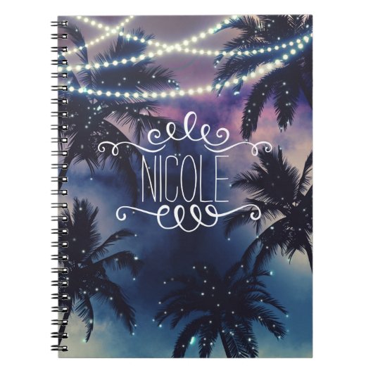 Bezauberndes Night Sky Abend Beach Lights Journal Notizblock (Vorderseite)