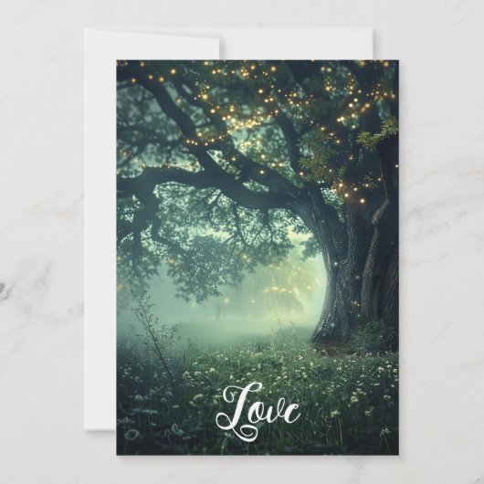 Bezauberndes Oak Tree Fairy Lights Bridal Einladung (Rückseite)
