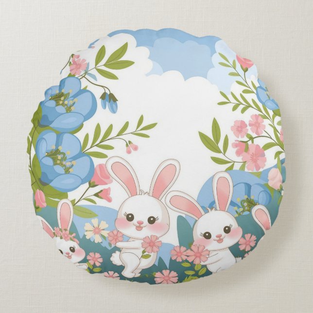 Bezauberndes Osterfeierdesign Rundes Kissen (Vorderseite)