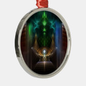 Bezauberndes Oz Fraktal Kunst, Dichtung und Musik Silbernes Ornament (Rechts)