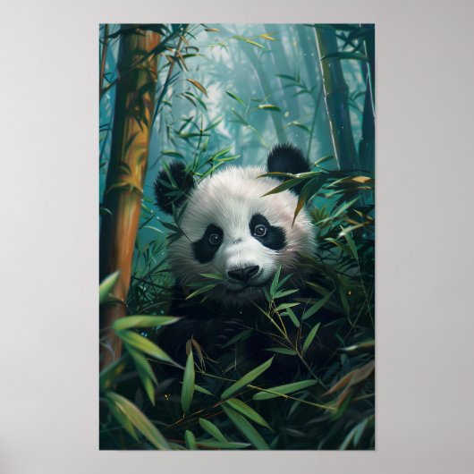 Bezauberndes Panda im Bambuswald Wasserfarben-Post Poster (Vorne)