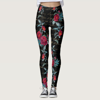 Bezauberndes Peony Black Floral Pattern - Leggings