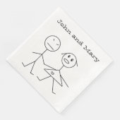 Bezauberndes Personalisiertes Strichmännchen Coupl Serviette (Ecke)
