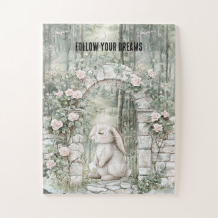 Bezauberndes Pink Floral Garden Bunny Puzzle