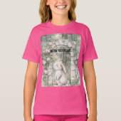 Bezauberndes Pink Floral Garden Bunny T-Shirt (Vorderseite)