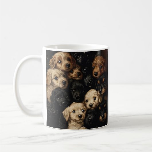 bezauberndes Puppy Collage Foto Zwei-Tone-Kaffee-T Kaffeetasse (Links)