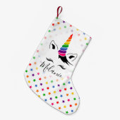 Bezauberndes Regenbogen-Einhorn Kleiner Weihnachtsstrumpf (Vorderansicht (hängend))