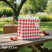 Bezauberndes Rotes Gingham Karo Muster Dekorativ Große Geschenktüte
