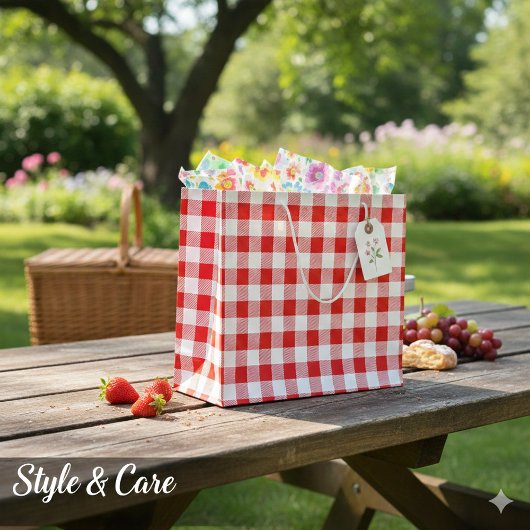 Bezauberndes Rotes Gingham Karo Muster Dekorativ Große Geschenktüte