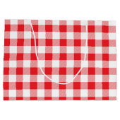 Bezauberndes Rotes Gingham Karo Muster Dekorativ Große Geschenktüte (Rückseite)