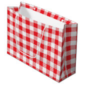 Bezauberndes Rotes Gingham Karo Muster Dekorativ Große Geschenktüte (Vorderseite Schrägansicht)