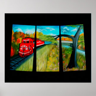 Bezauberndes rotes Zugpassage Art Poster