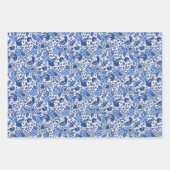 Bezauberndes Royal Blue Early Spring Blumenmuster Geschenkpapier Set (Vorderseite 2)