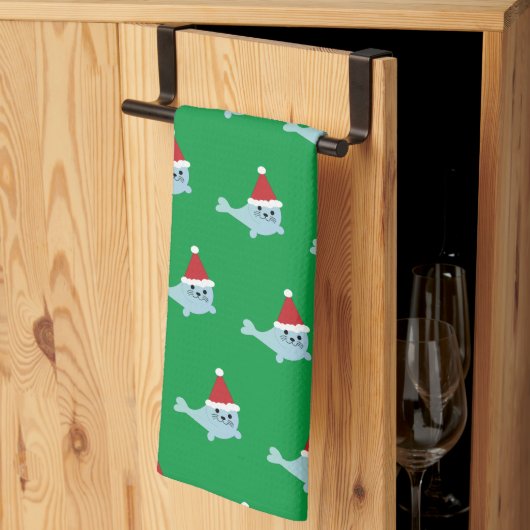 Bezauberndes Santa Siegel Geschirrtuch (Drittel gefaltet)