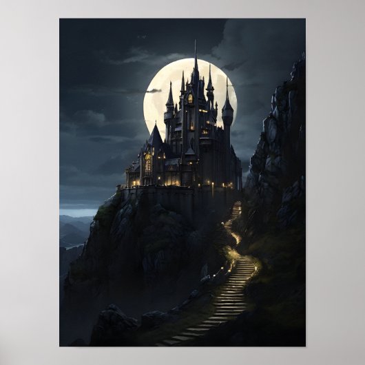 Bezauberndes Schloss um Mitternacht Poster (Vorne)