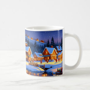 Bezauberndes, schneebedecktes Village Winterwunder Kaffeetasse
