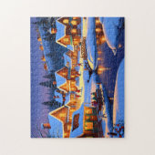 Bezauberndes, schneebedecktes Village Winterwunder Puzzle (Vertikal)