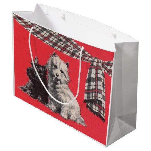 bezauberndes schottisches Terrier-Print Große Geschenktüte (Rückseite Schrägansicht)