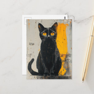 bezauberndes schwarzes Kitty-Grunge Postkarte