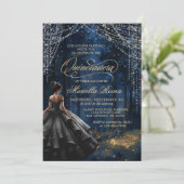 Bezauberndes Schwarzwald-Kleid Quinceañera Einladung (Stehend Vorderseite)